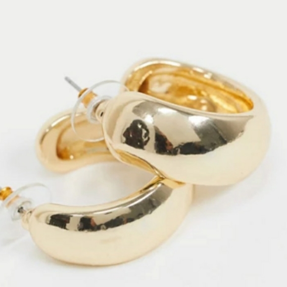 💛 Thick chunky gold 30mm hoop earrings - Picture 1 of 4